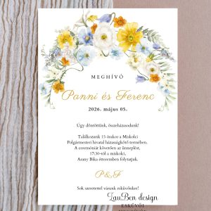 Mezei virágos koszorú esküvői meghívó