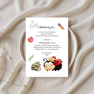 Katicás ballagási meghívó ovisoknak, bölcsieknek, szép háttérben elhelyezve