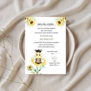 méhecskés ballagási meghívó, kreatív háttérrel