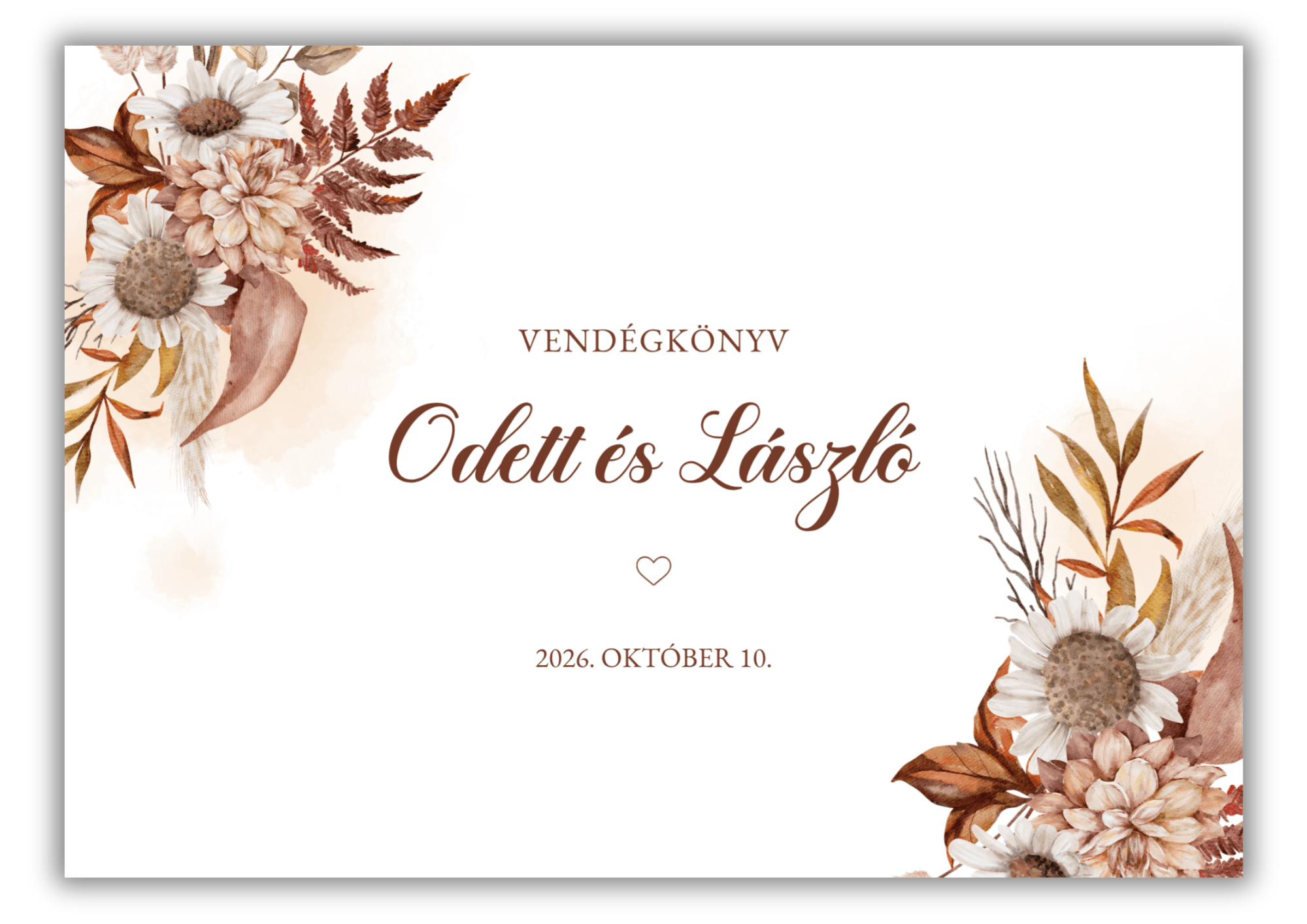 Boho őszi virágos vendégkönyv