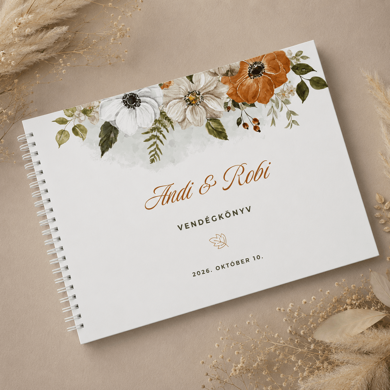 Mezei virágfüzéres őszi vendégkönyv